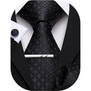 New Men Plaid/Striped Ties Set Silk Business Wedding Formal Fashion Necktie